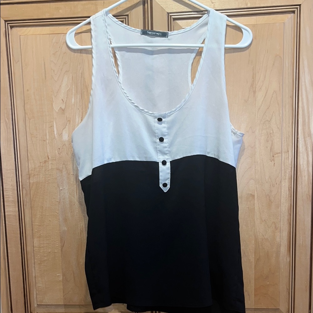Peppermint Black & White Sleeveless Top